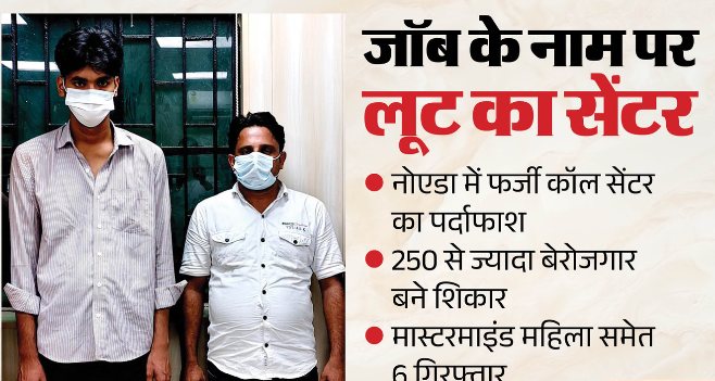 नौकरी के नाम पर ठगी करने वाले गिरोह का पर्दाफाश, नोएडा में फर्जी कॉल सेंटर से 6 गिरफ्तार