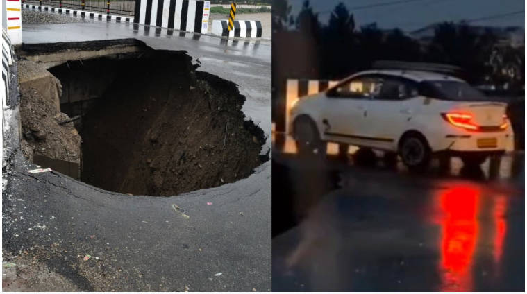 देहरादून में 16 करोड़ का नया पुल पहली बारिश में धंसा देहरादून में निर्माण गुणवत्ता पर उठे सवाल
