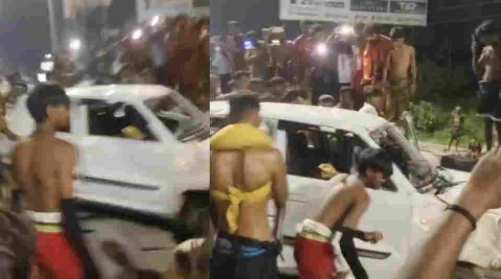 रुड़की में कांवड़ खंडित होने पर बवाल, गुस्साए कांवड़ियों ने कार में की तोड़फोड़; पुलिस ने संभाला मोर्चा