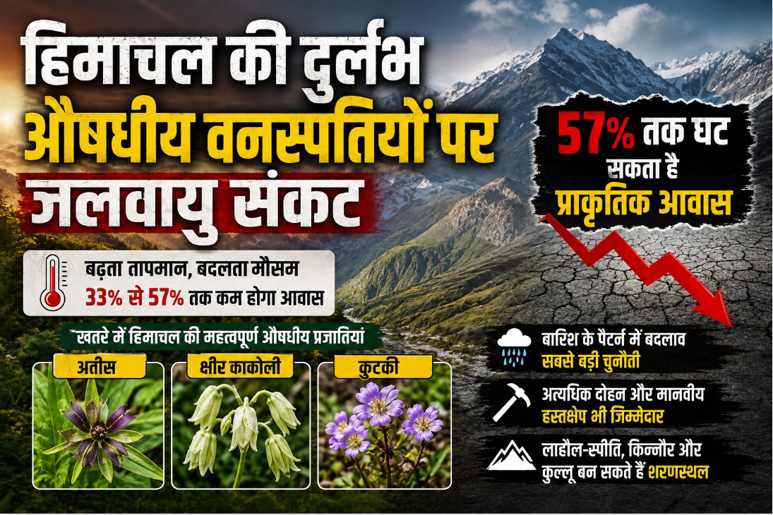 हिमाचल की दुर्लभ औषधीय वनस्पतियों पर जलवायु संकट, 57% तक घट सकता है प्राकृतिक आवास