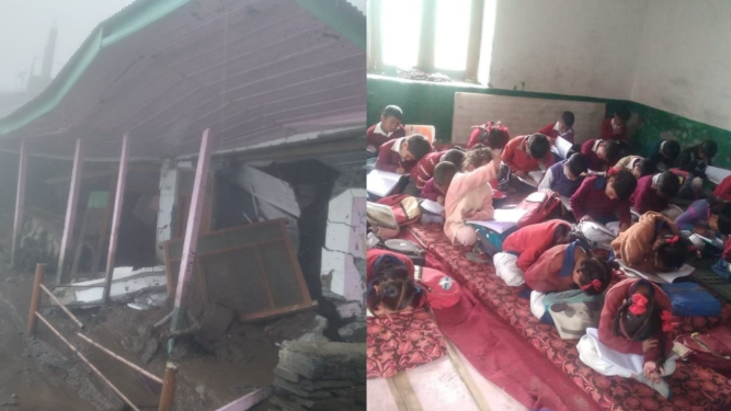 आनी के बालू प्राथमिक स्कूल की बदहाली, दो साल से एक कमरे में पढ़ रहे 49 विद्यार्थी